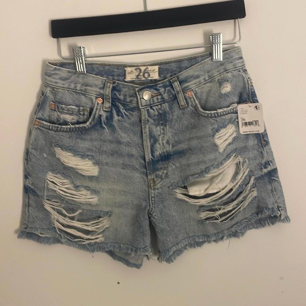Free People Maggie Mid Rise Distressed Denim Shorts - Picture 5 of 9